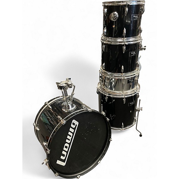 Used Ludwig 5 Piece Accent Black Drum Kit