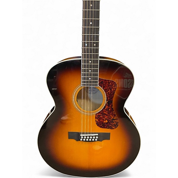 Used Guild F2512CE Deluxe 2 Tone Sunburst 12 String Acoustic Electric Guitar