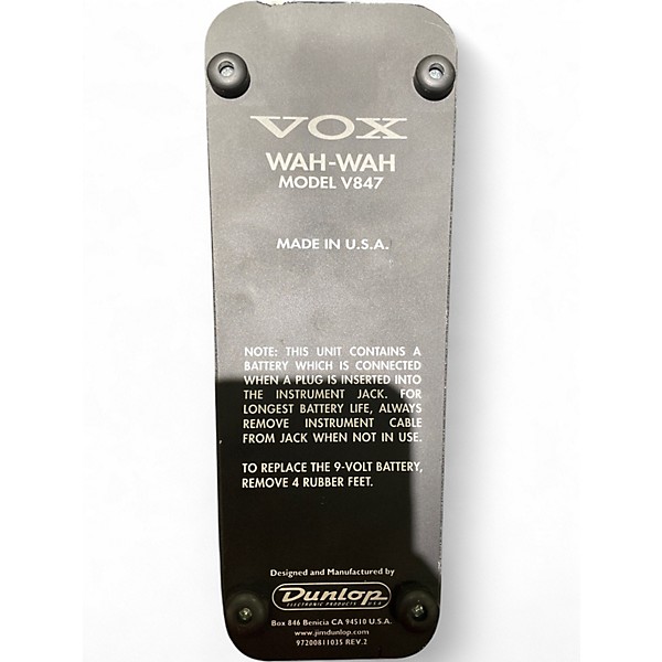 Used VOX V847 Reissue Wah Effect Pedal