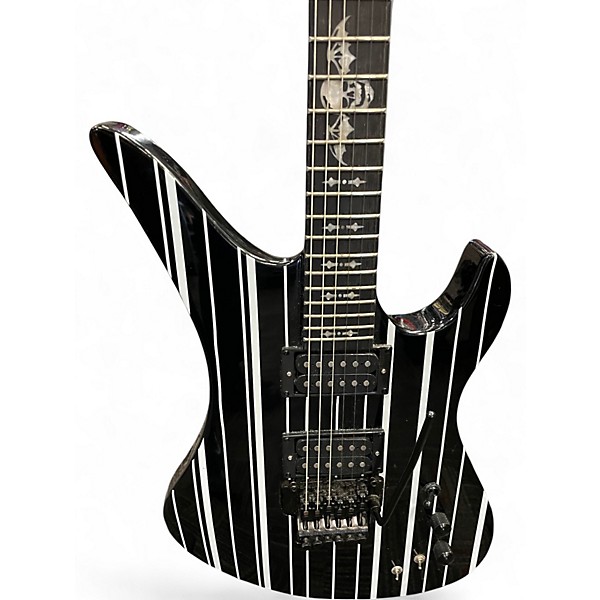 Used Schecter Guitar Research Synyster Gates Signature Custom S Black with White Pinstripes Solid Body Electric Guitar