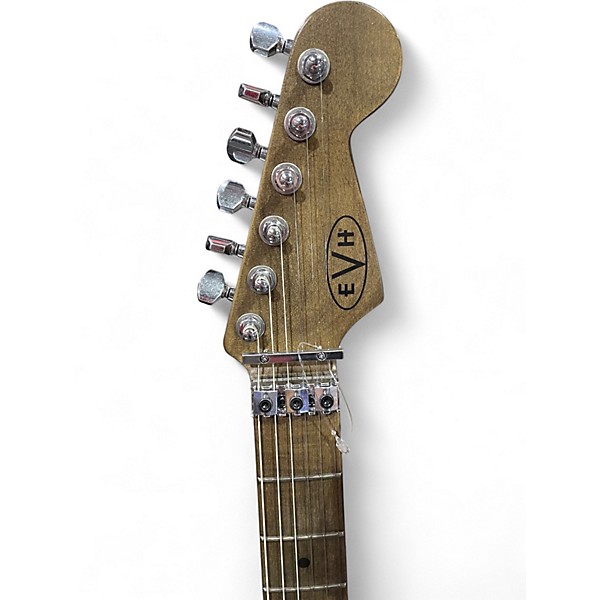 Used EVH Striped Series Frankie Red with Black and White Stripes Solid Body Electric Guitar