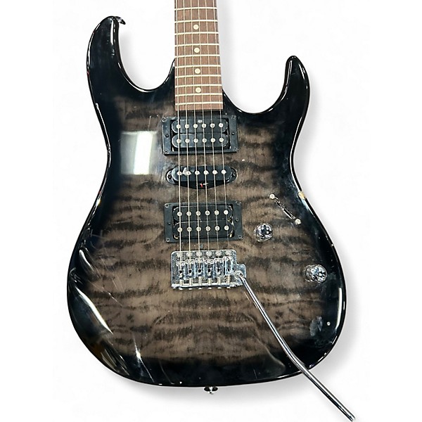 Used Ibanez GRX70QA Trans Black Solid Body Electric Guitar
