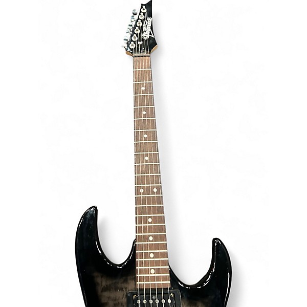 Used Ibanez GRX70QA Trans Black Solid Body Electric Guitar