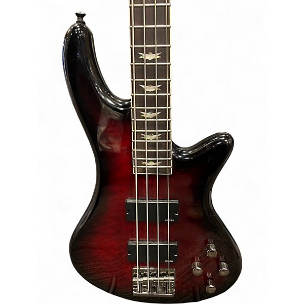 Used Schecter Guitar Research Stiletto Extreme 4 String Black Cherry Electric Bass Guitar