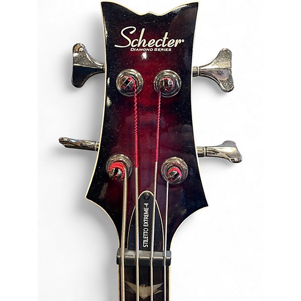 Used Schecter Guitar Research Stiletto Extreme 4 String Black Cherry Electric Bass Guitar