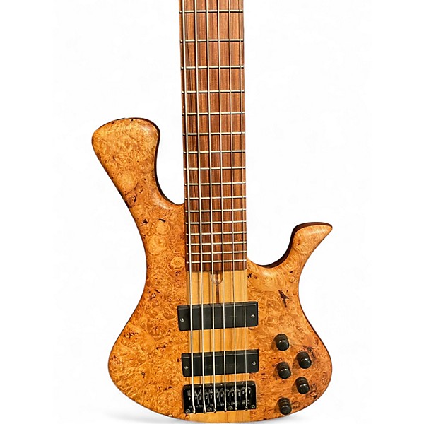 Used Ays Zero Model Natural Exotic Burl Electric Bass Guitar