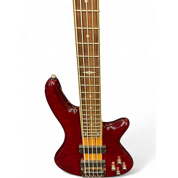 Used Schecter Guitar Research OMEN ELITE 5 Trans Red Electric Bass Guitar