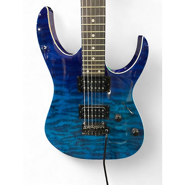 Used Ibanez GRG120QASP Blue Solid Body Electric Guitar