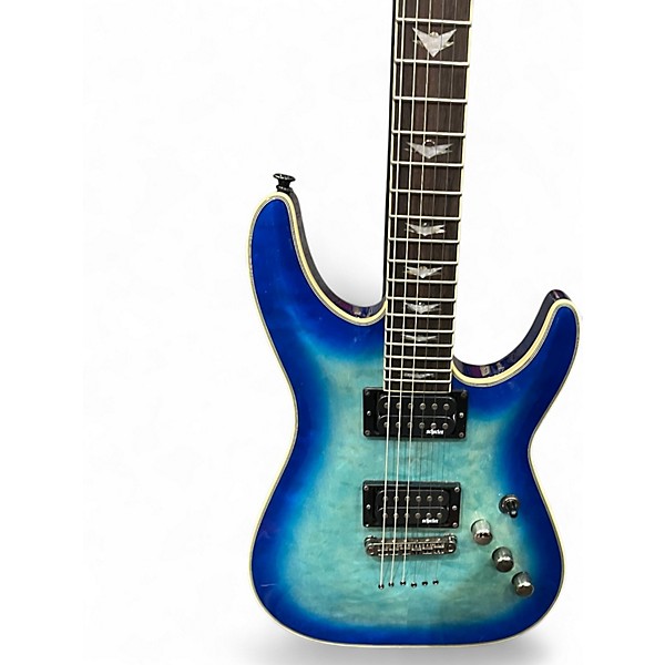 Used Schecter Guitar Research Omen Extreme 6 Blue Burst Solid Body Electric Guitar