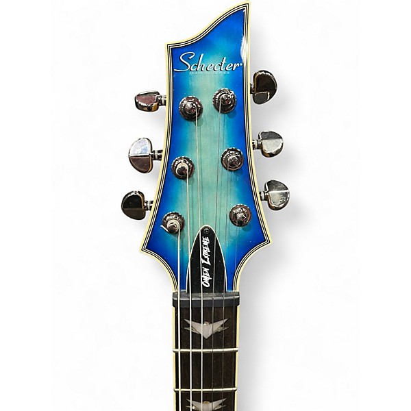 Used Schecter Guitar Research Omen Extreme 6 Blue Burst Solid Body Electric Guitar