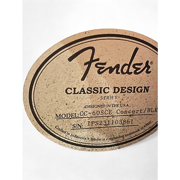 Used Fender CC60SCE Black Acoustic Electric Guitar