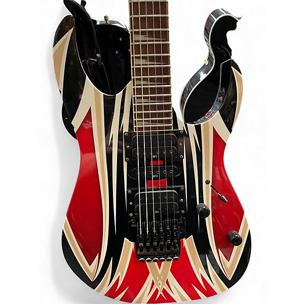 Used Ibanez rg370dxgp Black, White, Red, and Tan Solid Body Electric Guitar