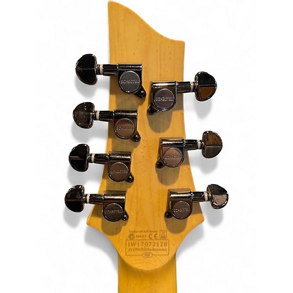 Used Schecter Guitar Research Demon 7 String White Solid Body Electric Guitar