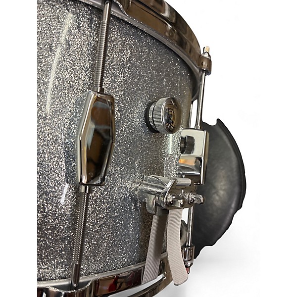 Used Milestone 14in Fiberglass /Maple Snare Silver Sparkle Drum