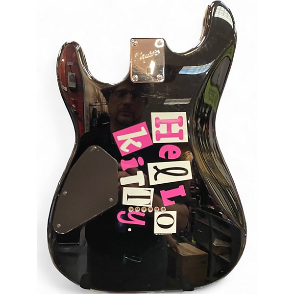 Used Squier Hello Kitty Stratocaster Single Hum Black With Kitty Pickguard Black Solid Body Electric Guitar