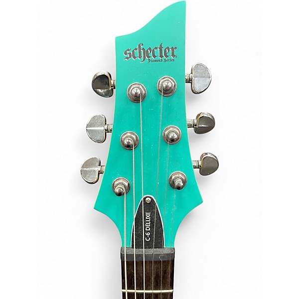 Used Schecter Guitar Research C6 Deluxe Turquoise Solid Body Electric Guitar
