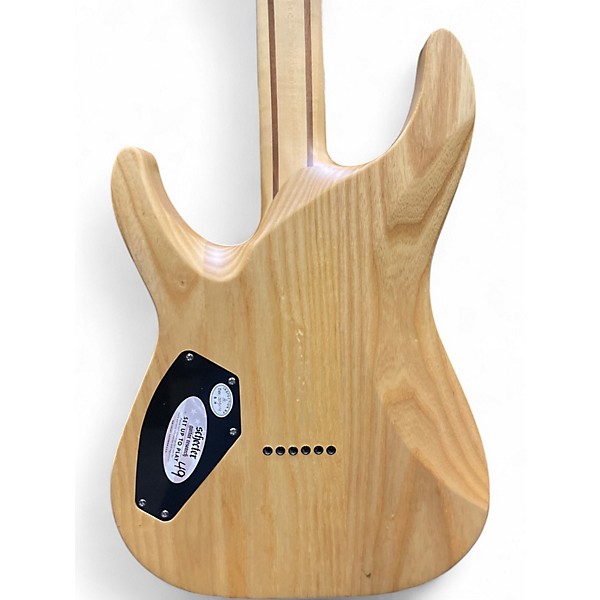 Used 2019 Schecter Guitar Research Reaper-6 Trans Black Burl Solid Body Electric Guitar