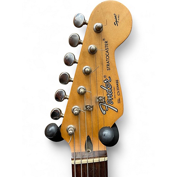 Used Fender Stratocaster Squire Series Red and White Solid Body Electric Guitar