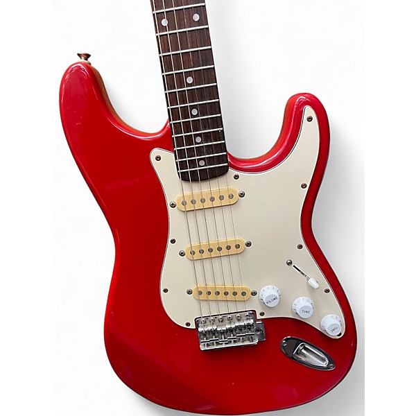 Used Fender Stratocaster Squire Series Red and White Solid Body Electric Guitar