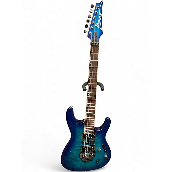 Used Ibanez S670QM Sapphire Blue Solid Body Electric Guitar