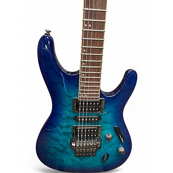 Used Ibanez S670QM Sapphire Blue Solid Body Electric Guitar