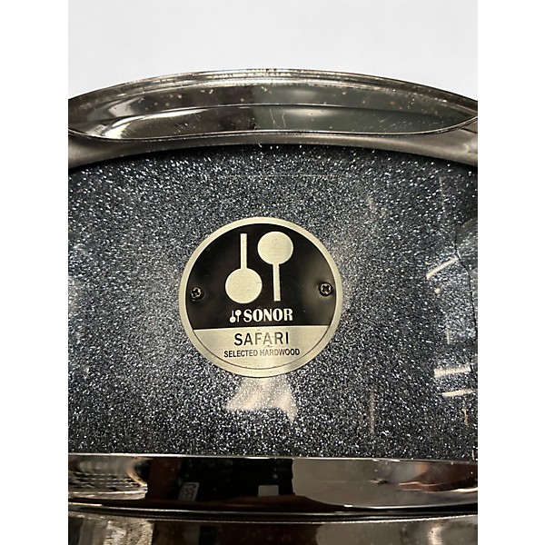 Used SONOR 14X5 SAFARI SERIES SNARE Silver Sparkle Drum