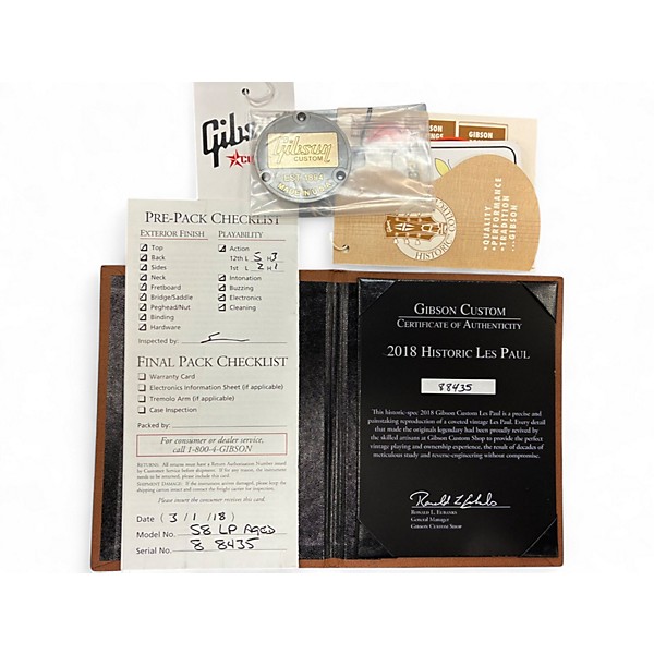 Used 2018 Gibson Custom Shop 2018 Historic 1958 Reissue Les Paul Aged Whiskey Burst Solid Body Electric Guitar