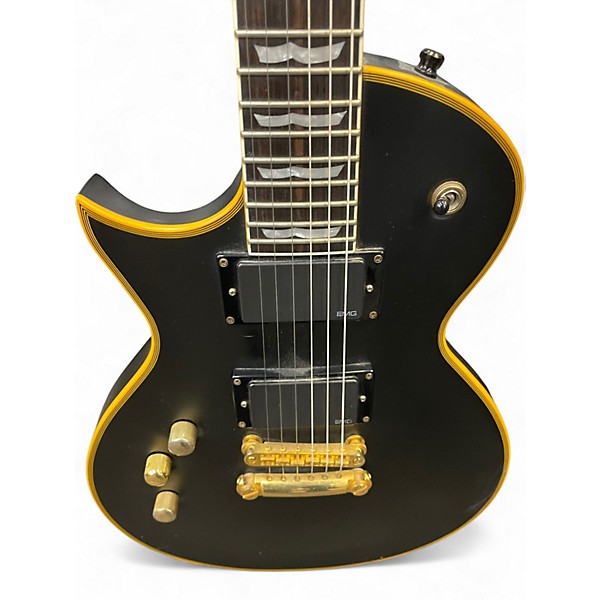 Used ESP LTD EC1000 DELUXE LH Black and Gold Solid Body Electric Guitar