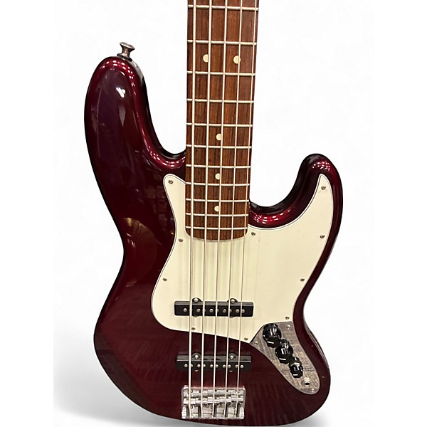 Used 2006 Fender Standard Jazz Bass V 5 String Maroon Electric Bass Guitar