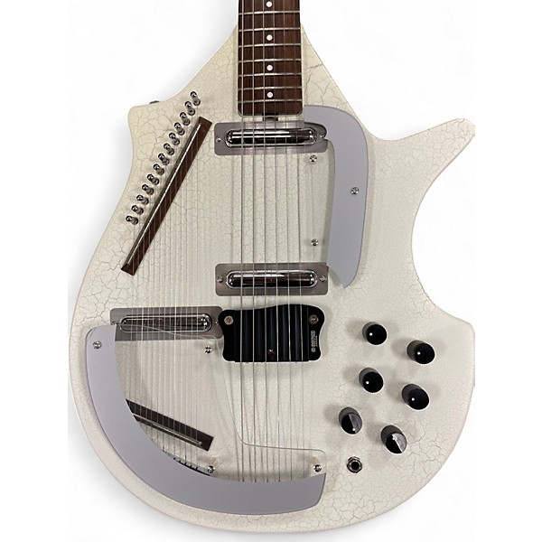 Used Danelectro Sitar Guitar White Crackle Solid Body Electric Guitar