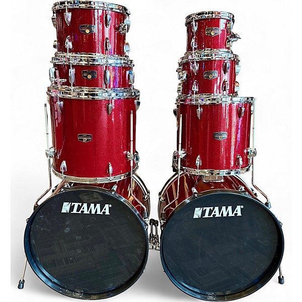 Used TAMA 8 Piece Imperialstar 8-Piece Double Bass Drum Set Candy Apple Mist Drum Kit
