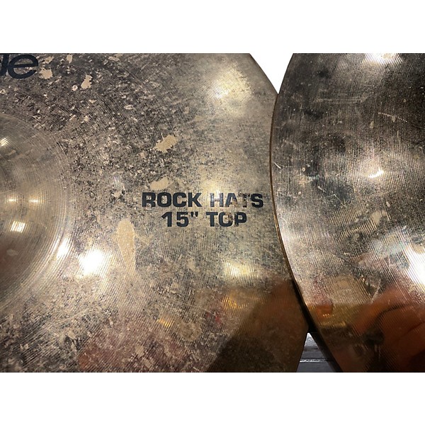 Used Paiste 15in Alpha Rock Hi Hat Pair Brilliant Cymbal