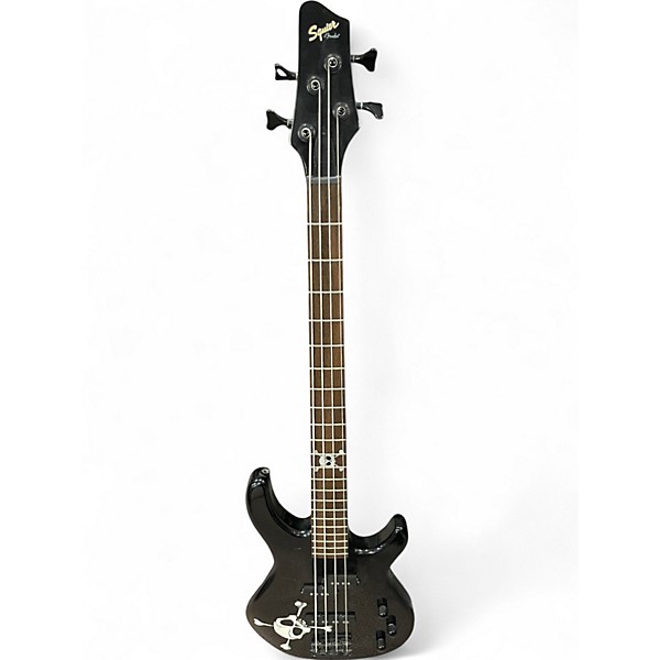 Used Squier MB4 Skull & Crossbones Black Electric Bass Guitar