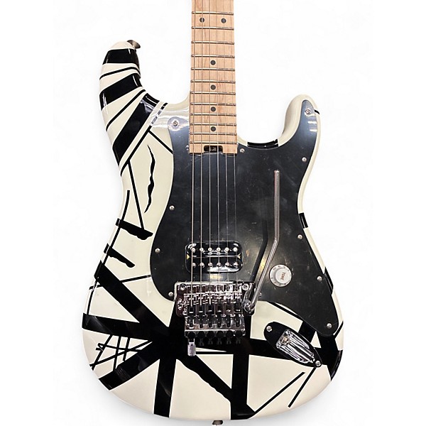 Used 2023 EVH Striped Series Black and White Solid Body Electric Guitar