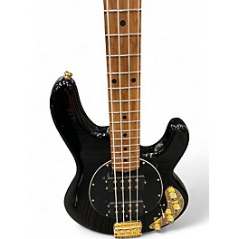 Used Ernie Ball Music Man JACKPOT HH STINGRAY BLACK AND GOLD Electric Bass Guitar