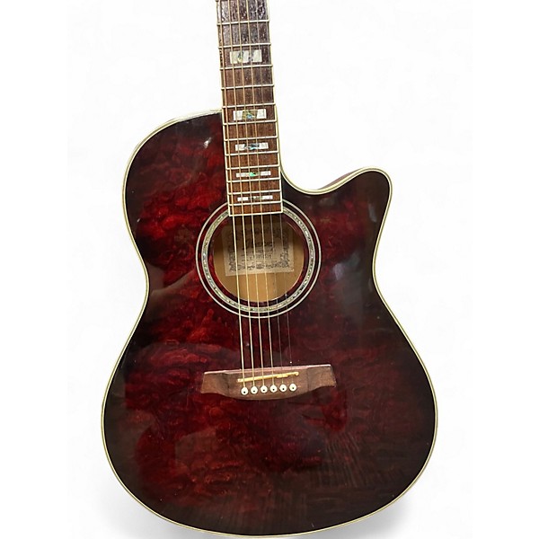 Used Ibanez AEF37E Trans Red Acoustic Electric Guitar