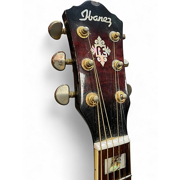 Used Ibanez AEF37E Trans Red Acoustic Electric Guitar