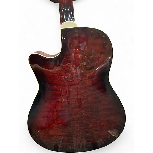 Used Ibanez AEF37E Trans Red Acoustic Electric Guitar