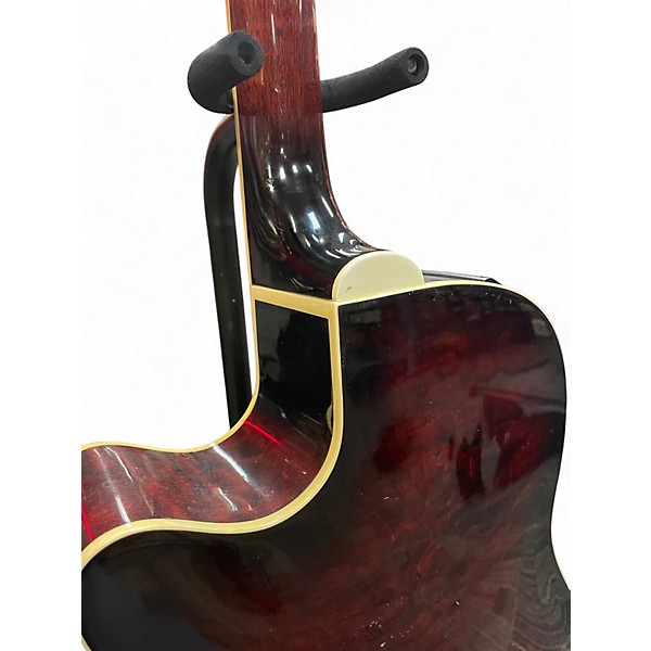 Used Ibanez AEF37E Trans Red Acoustic Electric Guitar