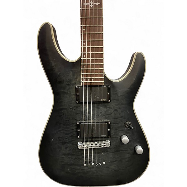 Used Schecter Guitar Research C1 Platinum Trans Black Solid Body Electric Guitar