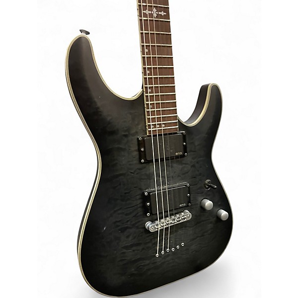 Used Schecter Guitar Research C1 Platinum Trans Black Solid Body Electric Guitar