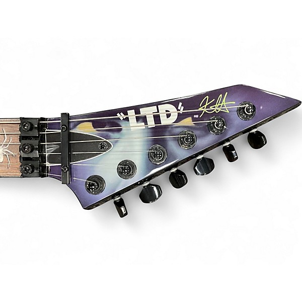 Used ESP LTD Kirk Hammett Signature White Zombie Graphic Solid Body Electric Guitar