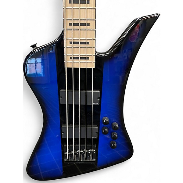 Used Jackson David Ellefson Signature Kelly Bird V Blue Burst Electric Bass Guitar
