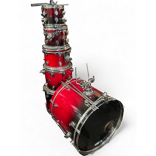 Used DW 6 Piece Pacific LX Red to Black Fade Drum Kit