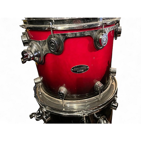 Used DW 6 Piece Pacific LX Red to Black Fade Drum Kit