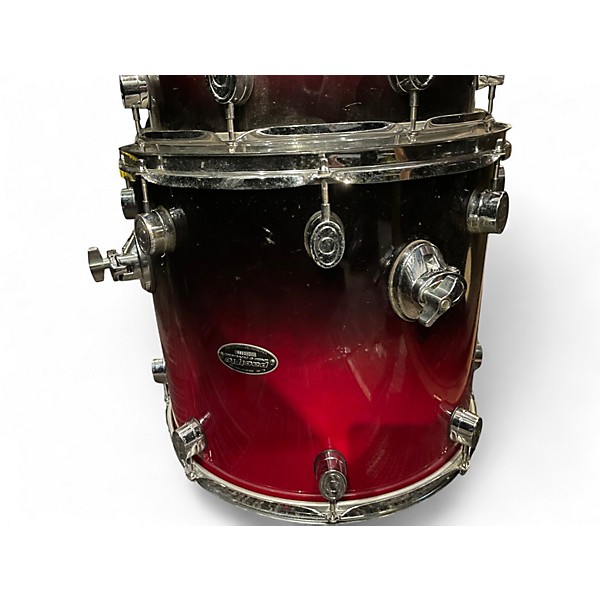 Used DW 6 Piece Pacific LX Red to Black Fade Drum Kit