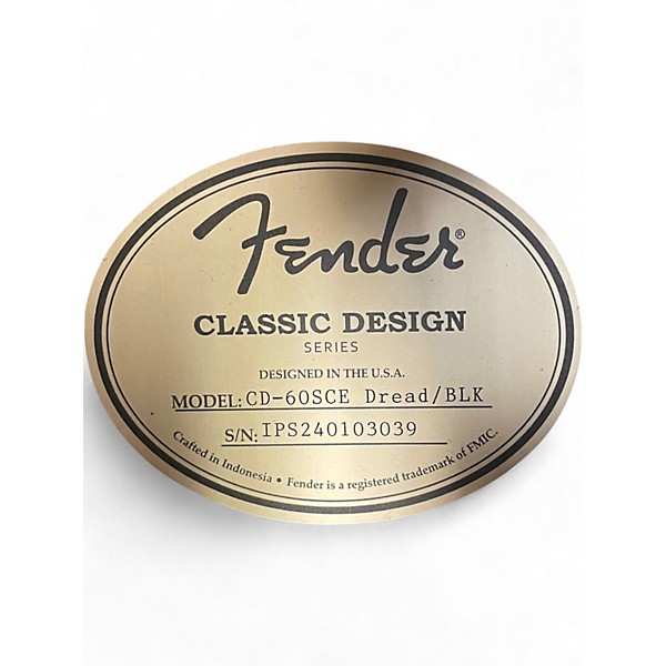 Used Fender CD60SCE Black Acoustic Electric Guitar