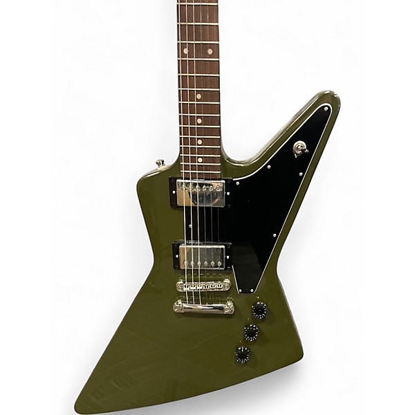 Used Epiphone Explorer Olive Green Drab Solid Body Electric Guitar