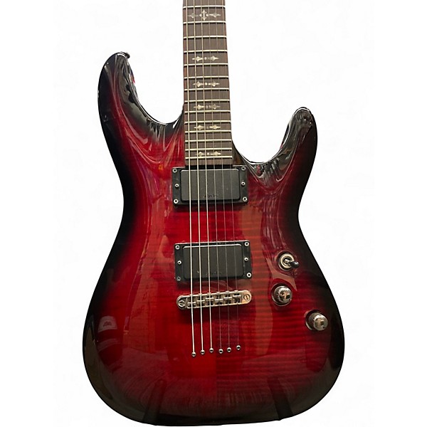 Used Schecter Guitar Research Demon 6 Crimson Red Burst Solid Body Electric Guitar
