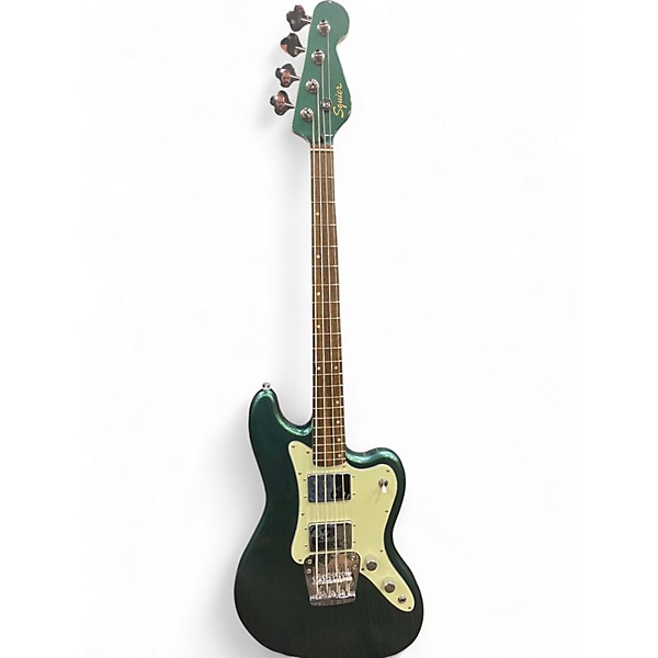Used 2024 Squier Paranormal Rascal HH Sherwood Green Metallic Electric Bass Guitar